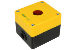 Obudowa przycisku; LAY5-JBOX1; żółto-czarny; plastik; IP40; pojedyńcza; 80x72x65mm; panelowe 22mm; Yumo; RoHS