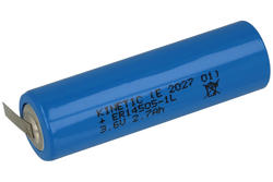 Battery; lithium; ER14505L; 3,6V; 2400mAh; fi 14,3x50mm; for PCB horizontal; 2 pins; Kinetic; ER14505L