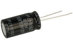 Capacitor; electrolytic; 47uF; 250V; REB; REB2E470M1325; fi 13x25mm; 5mm; through-hole (THT); bulk; Leaguer; RoHS