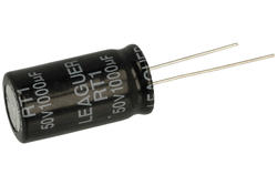 Capacitor; electrolytic; 1000uF; 50V; RT1; RT11H102M1325; fi 13x25mm; 5mm; through-hole (THT); bulk; Leaguer; RoHS