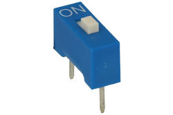 Przełącznik; DIP switch; 1 tor; DIPS1ND; niebieski; przewlekany (THT); h=5,2 + suwak 1,1mm; 25mA; 24V DC; biały; SAB switches; RoHS