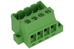 Łączówka; 2EHDRS-04P; 4 tory; R=5,08mm; 17mm; 12A; 300V; na panel; kątowe 90°; otwór kwadratowy; śruba prosta; śrubowy; pionowy; 0,5÷2,5mm2; zielony; Dinkle; RoHS