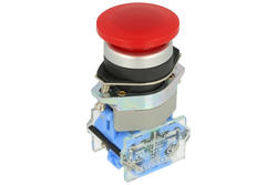 Przełącznik; bezpieczeństwa; przyciskowy; LAS0-B1Y-11M/R; ON-(OFF)+OFF-(ON); grzybkowy; 2 tory; czerwony; bez podświetlenia; monostabilny; śrubowe; 10A; 500V AC; Onpow