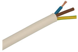 Wire; mains; H05VV-F (OWYo); 3x2,50mm2; stranded; Cu; white; round; PVC; 9,8mm; 300/500V; Elektrokabel; RoHS