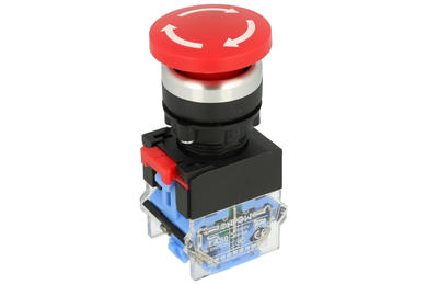 Switch; safety; push button; LAS0-B3Y-11TS/R; ON-OFF+OFF-ON; mushroom; reset by turn; 2 ways; red; no backlight; bistable; screw; 10A; 500V AC; Onpow