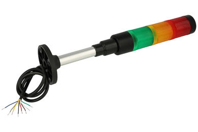 Warning light; HBJD-40AD3RYG24B; without buzzer; flash light; continual light; 3 layers; yellow; green; red; LED; 24÷220V; AC/DC; with base; Onpow; -25÷+55°C