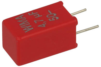 Capacitor; polyester; MKT; 4,7uF; 50V DC/30V AC; MKS2; MKS2B044701K00KSSD; 10%; 7,2x7,2x13mm; 5mm; bulk; -55...+100°C; Wima; RoHS