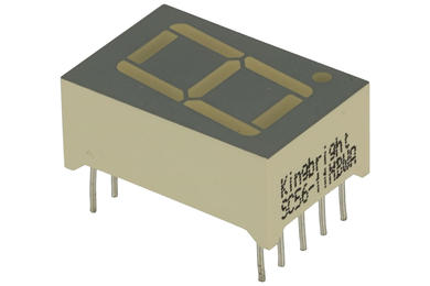 Wyświetlacz; LED; SC56-11MBWA; pojedynczy; niebieski; katoda; 7-segmentowy; 14,22mm; 12,7mm; 19,05mm; Kolor tła: szary; 2,2÷9mcd; 430nm; Kingbright; 20mA; 3,8V