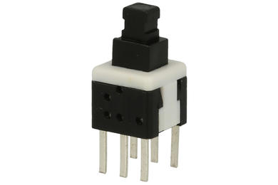 Switch; push button; PB604B/HSP2266N; ON-(ON); white; no backlight; through hole; 2 positions; 0,1A; 30V DC; pin spacing 2x4,5mm; 5mm