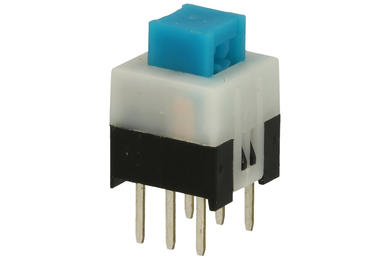Switch; push button; SW-PYPS2212BAS; ON-ON; blue; no backlight; through hole; 2 positions; 0,1A; 30V AC; pin spacing 2x5mm; 7mm