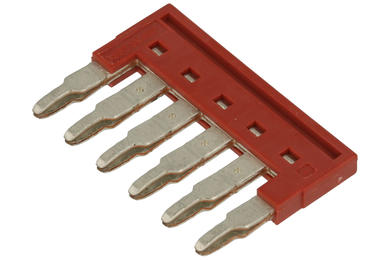 Insertion bridge; for DIN rail terminal blocks; DSS2.5N-06P; red; 1 way; Dinkle; RoHS
