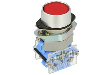 Przełącznik; przyciskowy; LAS0-A1Y-11R; ON-(OFF)+OFF-(ON); czerwony; bez podświetlenia; śrubowe; 2 pozycje; 10A; 500V AC; 22mm; 50mm; Onpow