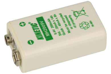 Rechargeable battery; Ni-Mh; MH2009V; 8,4V; 200mAh; 15,5x26,6x47,9mm; Kinetic; 9V 6F22 6LR61