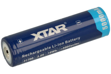 Rechargeable battery; Li-Ion; 21700-500PCM; 3,6V; 5Ah; fi 21,7x74,3mm; 2 pins; Xtar; 21700; with PCM protection