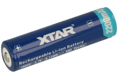 Rechargeable battery; Li-Ion; 18650-220PCM; 3,7V; 2200mAh; fi 18,6x68,2mm; 2 pins; Xtar; 18650; with PCM protection