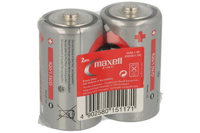 Bateria; węglowo-cynkowa; LR20 D; 1,5V; foliopak; fi 30x60,9mm; MAXELL; RoHS; R20 D