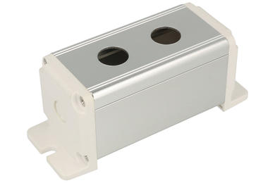 Control box; BXM-B-2/16; white; aluminum; plastic; IP40; double; mounting brackets; 45x98,5mm; 16mm panel mount; Onpow; RoHS