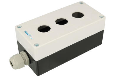 Control box; LAY5-BP03; white-black; plastic; IP54; with PG13,5 cable gland; triple; 150x72x65mm; 22mm panel mount; YUMO; RoHS