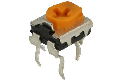 Potentiometer; mounting; horizontal; single turn; RM-WH06-2C-500R; 500ohm; linear; 30%; 0,1W; through-hole (THT); carbon film; RM065; RoHS