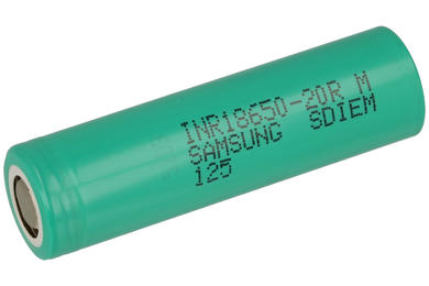 Rechargeable battery; Li-Ion; INR18650-20R; 3,6V; 2000mAh; 18,6x65,2mm; Samsung; without PCM protection