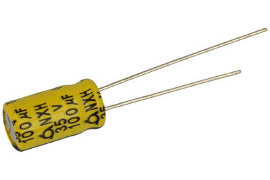 Capacitor; Low Impedance; electrolytic; 100uF; 35V; NXH35VB100M 6.3x11; diam.6,3x11mm; 3,5mm; through-hole (THT); bulk; Samyoung; RoHS