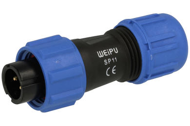 Wtyk; SP1110/P2II-N; 2 tory; lutowany; 1,0mm2; 4-6,5mm; SP11; na przewód; IP68; 5A; 180V; Weipu; RoHS