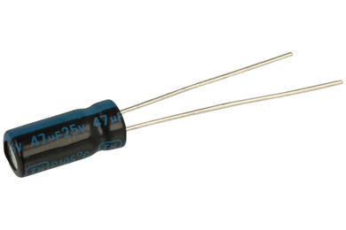 Capacitor; electrolytic; 47uF; 25V; TK; TKR470M1ED11M; diam.5x11mm; 2mm; through-hole (THT); bulk; Jamicon; RoHS