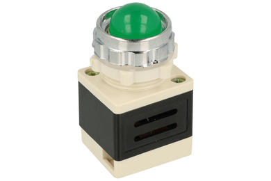 Kontrolka; AD11-25/40/G; 26mm; podświetlenie LED 230V; zielony; śrubowe; szary; LED 13mm; 50mm