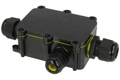 Enclosure; multipurpose; M686/3p; ABS; 80mm; 52mm; 36mm; IP68; black; 3x cable gland; mounting brackets