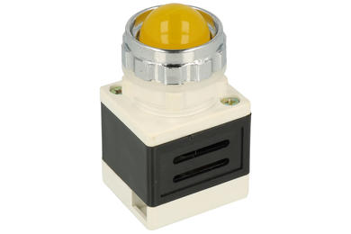 Kontrolka; AD11-25/40/Y; 26mm; podświetlenie LED 230V; żółty; śrubowe; szary; LED 13mm; 50mm