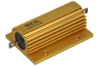 Resistor; wire-wound with heatsink; R100W5%47R; screw; screw with a nut; 100W; 47ohm; 5%; Aluminium; axial; 65,5x47,5x26mm; HS100-47RJ; Arcol; RoHS