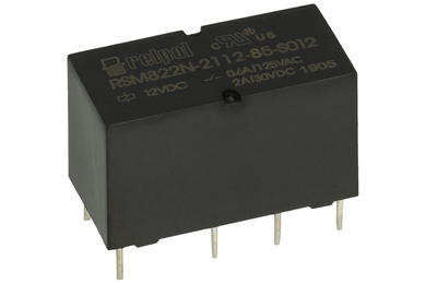 Relay; electromagnetic miniature; RSM822N-2112-85-S012; 12V; DC; DPDT; 0,6A; 125V AC; 2A; 30V DC; PCB trough hole; Relpol; RoHS