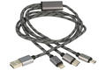 Kabel; USB; G-DSKU; wtyk USB-A; wtyk USB-C; wtyk Lightning; wtyk microUSB; 1,2m; szary; okrągły; nylon w oplocie, PVC; everActive; RoHS