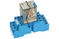 Relay socket; F94.74.SMA; DIN rail type; panel mounted; blue; with clamp; Finder; RoHS; Compatible with relays: 55.34; AZ165; R4