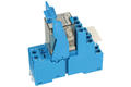 Relay socket; F94.04.SPA; DIN rail type; panel mounted; blue; with clamp; Finder; RoHS; Compatible with relays: AZ165; R4