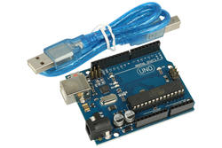 Module; equivalent to ARDUINO UNO R3; UNO-R3; ATMEGA328P-PU; UART; SPI; PWM; I2C; 7÷12V; 2 KB; 14; 32 KB; 1 KB; USB B; pin strips; supply DC