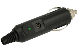 Plug; with LED; with fuse; car lighter; WTZS-BDR dioda zielona; straight; for cable; solder; plastic