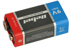 Bateria; alkaliczna; 6LR61 6F22 9V; 9V; 16,5x25,5x48,5mm; Rebel; 9V 6F22 6LR61