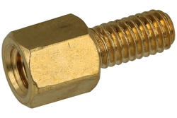 Dystans; DMM3ZW5; M3; zewnętrzny/wewnętrzny; 5mm; 6mm; 3mm; 5mm; tulejka dystansowa gwintowana; sześciokątna; mosiądz żółty; KLS; RoHS