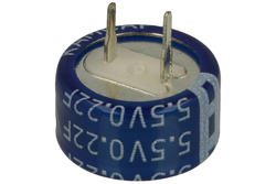 Capacitor; gold cap; electrolytic; 0,22F; 5,5V; 20%; diam.13,5x6mm; 5mm; through-hole (THT); horizontal; -25...+70°C; 1000h; Kamcap; RoHS