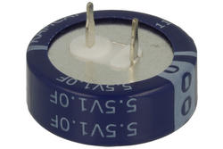 Kondensator; elektrolityczny; podtrzymania napięcia; 1F; 5,5V; 20%; fi 20,5x7,5mm; 6mm; poziomy; przewlekany (THT); -25...+70°C; 1000h; Kamcap; RoHS