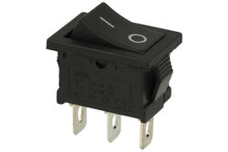 Przełącznik; klawiszowy (kołyskowy); MRS102-2; ON-ON; 1 tor; czarny; bez podświetlenia; bistabilny; konektory 4,8x0,8mm; 13x19,2mm; 2 pozycje; 3A; 250V AC