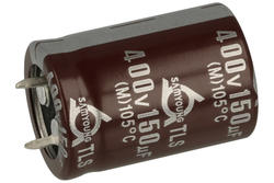 Capacitor; SNAP-IN; electrolytic; 150uF; 400V; LHS; TLS400VS150 M22x30; 20%; fi 22x30mm; 10mm; through-hole (THT); bulk; -25...+105°C; 3000h; Samyoung; RoHS