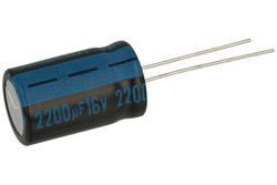 Kondensator; elektrolityczny; 2200uF; 16V; TK; TKR222M1CJ21M; fi 13x21mm; 5mm; przewlekany (THT); luzem; Jamicon; RoHS