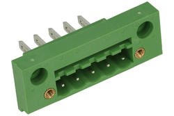 Terminal block; KLS2-EDGM-5.08-05P-4; 5 ways; R=5,08mm; 17,4mm; 15A; 300V; for panel; straight; closed; bolted; solder; green; KLS; RoHS