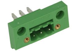 Terminal block; KLS2-EDGM-5.08-03P-4; 3 ways; R=5,08mm; 17,4mm; 15A; 300V; for panel; straight; bolted; closed; solder; green; KLS; RoHS
