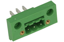 Terminal block; KLS2-EDGM-5.08-03P-4; 3 ways; R=5,08mm; 17,4mm; 15A; 300V; for panel; straight; closed; bolted; solder; green; KLS; RoHS