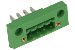 Terminal block; KLS2-EDGM-5.08-04P-4; 4 ways; R=5,08mm; 17,4mm; 15A; 300V; for panel; straight; closed; bolted; solder; green; KLS; RoHS
