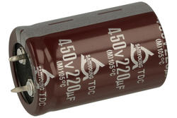 Capacitor; SNAP-IN; electrolytic; 220uF; 450V; TDC; TDC450VS220M25.4x40; 20%; fi 25,4x40mm; 10mm; through-hole (THT); bulk; -40...+105°C; 2000h; Samyoung; RoHS