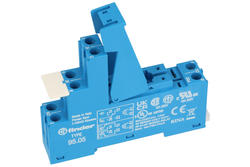 Relay socket; F95.05.SPA; DIN rail type; panel mounted; blue; with clamp; Finder; RoHS; Compatible with relays: 40.52; 40.61; HF115; RM84; RM85; RM94